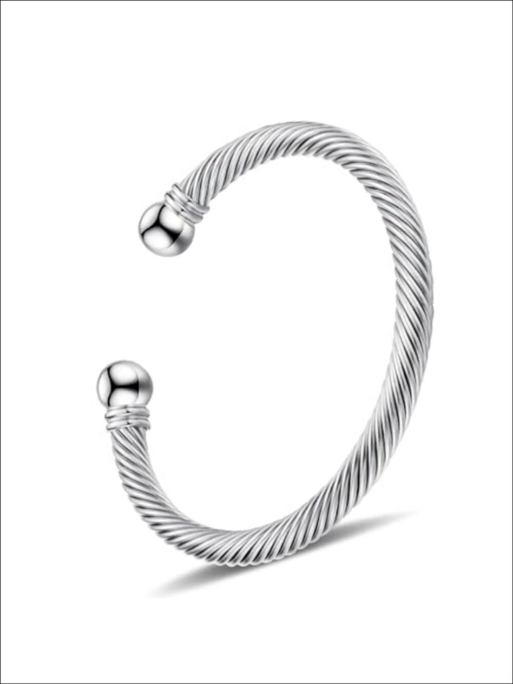 Stainless Steel Twisted Cable Wire Bracelet Adjustable Cuff Bangle